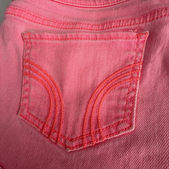 Hollister Wmn’s Neon Pink Micro Mini Denim Shorts Distressed Hem Jean | Sz 29x9 - Picture 11 of 17